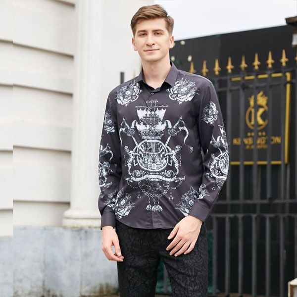 men shirt long sleeve casual slim fit mens shirts dress design printing streetwear social clothes camisa masculina1, White;black
men shirt long sleeve casual slim fit mens shirts dress design printing streetwear social clothes camisa masculina1, White;black