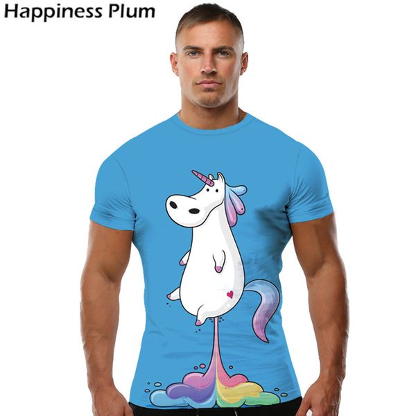 unicorn men animal rainbow horse cool blue 3d print shirts aesthetic hippie comics men clothing
