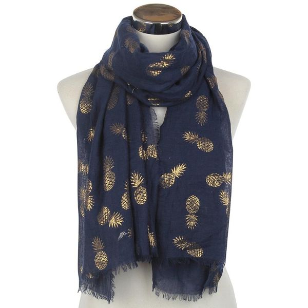 scarves women's gold foil pineapple printed shawl wrap hijab scarf female ladies clothing accessories, Blue;gray
scarves women's gold foil pineapple printed shawl wrap hijab scarf female ladies clothing accessories, Blue;gray