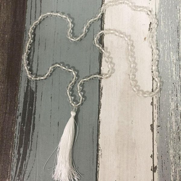 handmade tassel yoga jewelry meditation bohemian boho necklace matte white stone 108 bead hand knotted mala necklace, Silver
handmade tassel yoga jewelry meditation bohemian boho necklace matte white stone 108 bead hand knotted mala necklace, Silver