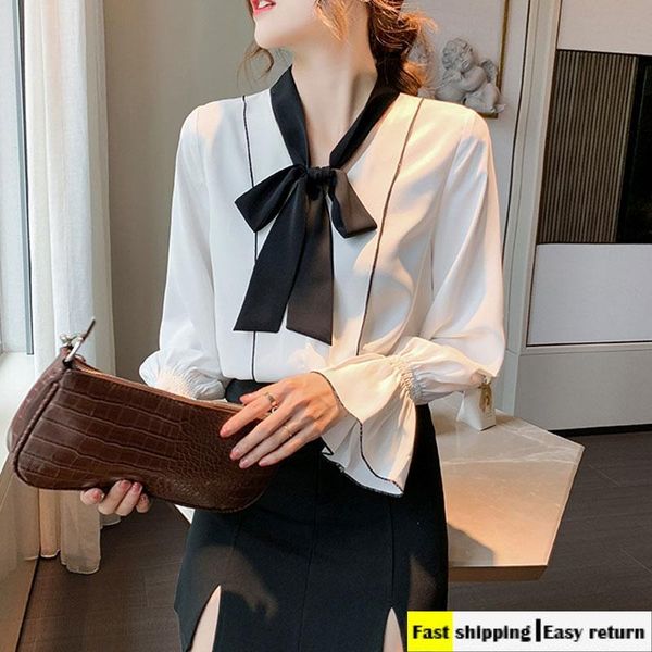 2021 autumn bow white blouse women v neck fairy chiffon shirt women new female blouses
2021 autumn bow white blouse women v neck fairy chiffon shirt women new female blouses