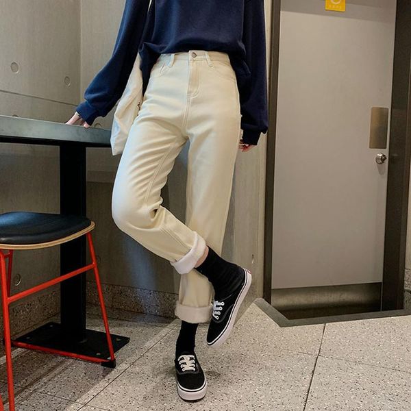 women's jeans s-xl autumn winter 2021 korean style thick warm high waist lady womens casual beige straight denim trousers womans (78575, Blue
women's jeans s-xl autumn winter 2021 korean style thick warm high waist lady womens casual beige straight denim trousers womans (78575, Blue