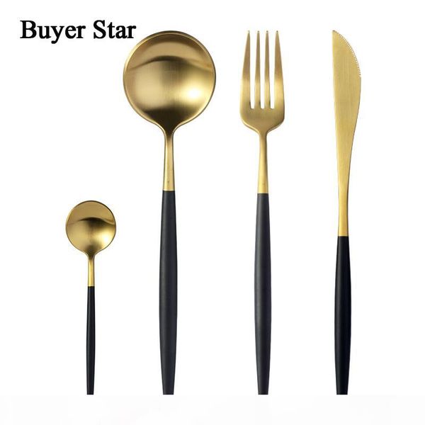 luxury 24 pcs dinnerware set stainless steel black handle gold cutlery set dinner scoop fork knife set teaspoon tableware for 6 t200430
luxury 24 pcs dinnerware set stainless steel black handle gold cutlery set dinner scoop fork knife set teaspoon tableware for 6 t200430