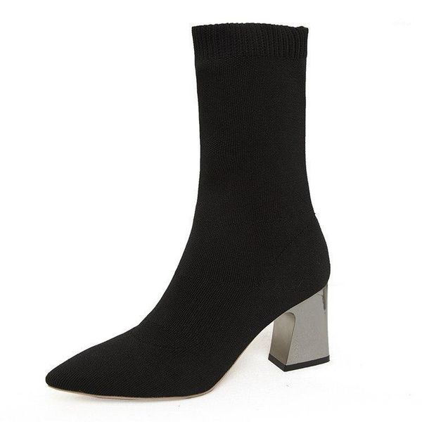boots autumn and winter models pointed thick heel short women's high all-match socks were thin elastic1, Black
boots autumn and winter models pointed thick heel short women's high all-match socks were thin elastic1, Black