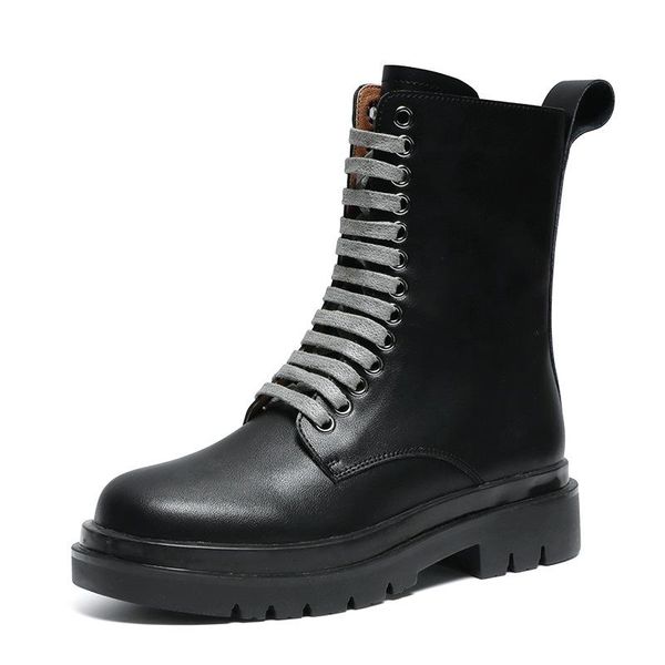 2020 autumn leather mid-tube leather women's boots thick-soled net red all-match boots british style cowboy, Black
2020 autumn leather mid-tube leather women's boots thick-soled net red all-match boots british style cowboy, Black