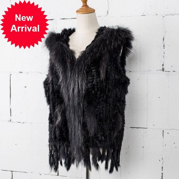 new vt7001 the winter women vest real classical knitted fur vest gilet with raccoon fur collar women, Black
new vt7001 the winter women vest real classical knitted fur vest gilet with raccoon fur collar women, Black