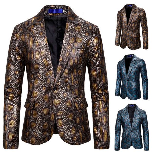 stamping coat one gold button python printing small suit men's dress slim, White;black
stamping coat one gold button python printing small suit men's dress slim, White;black