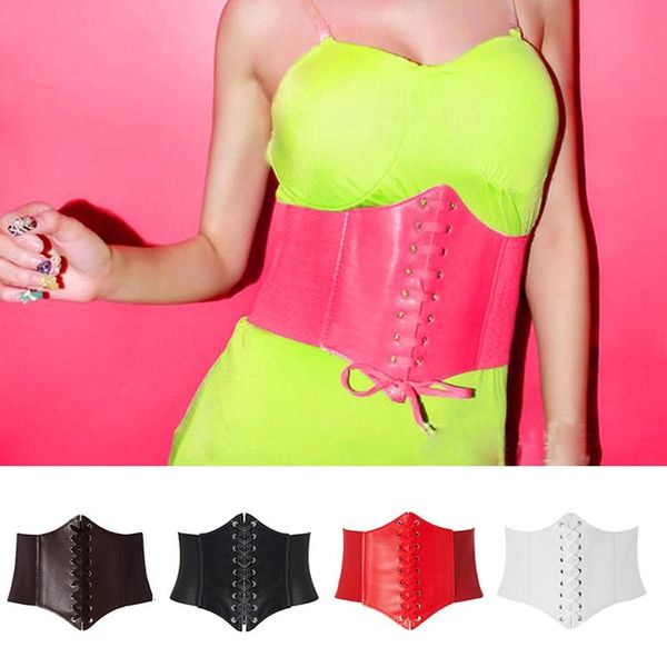 women slim elastic buckle wide waistband waist belts adjustable corset belt pu leather lace up wide belt retro waist strap, Black;brown
women slim elastic buckle wide waistband waist belts adjustable corset belt pu leather lace up wide belt retro waist strap, Black;brown