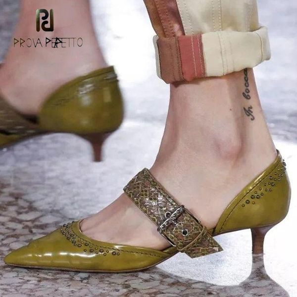 dress shoes prova perfetto fashion rivet stud pointed toe kitten heel women pumps buckle belt shallow patent leather ladies party shoe, Black
dress shoes prova perfetto fashion rivet stud pointed toe kitten heel women pumps buckle belt shallow patent leather ladies party shoe, Black