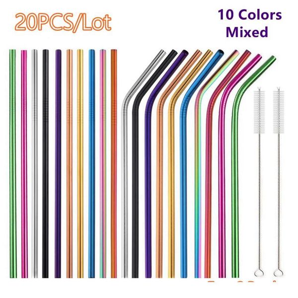 20pcs 10 colors mixed reusable metal straw straight bent 304 stainless steel drinking straws set with 2 brushes bar a jllwjw
20pcs 10 colors mixed reusable metal straw straight bent 304 stainless steel drinking straws set with 2 brushes bar a jllwjw