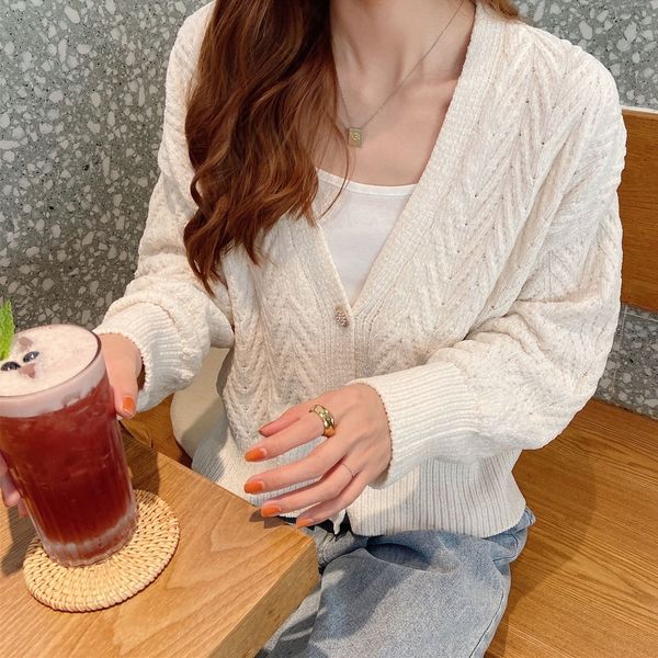 ps7qu early short korean student knitted cardigan women's sweaterloose coat v-neck solid sweater short coat sweaterautumn and thinversa, White;black
ps7qu early short korean student knitted cardigan women's sweaterloose coat v-neck solid sweater short coat sweaterautumn and thinversa, White;black