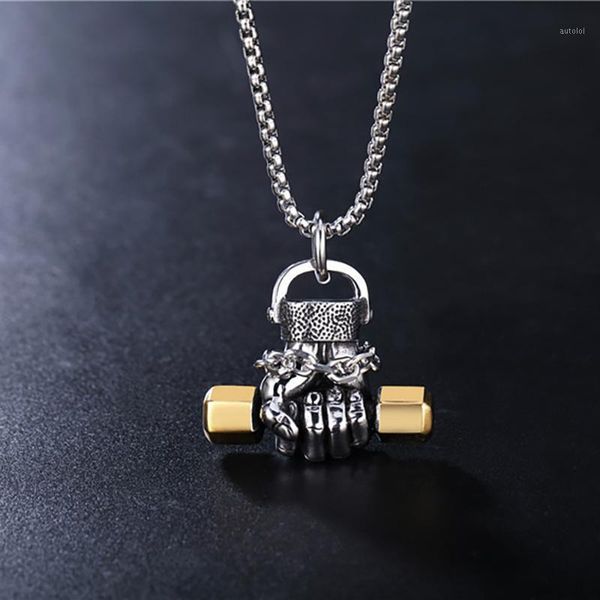 stainless steel gym dumbbells pendant necklace hold dumbbells necklaces jewelry for men punk rock gift1, Silver
stainless steel gym dumbbells pendant necklace hold dumbbells necklaces jewelry for men punk rock gift1, Silver