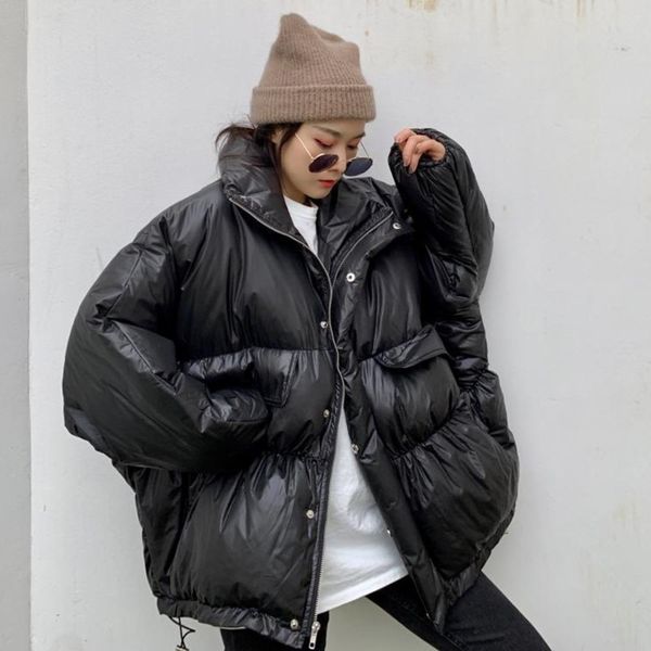 2020 winter women stand collar thick warm parka oversized loose white duck down jacket female bread coat, Black
2020 winter women stand collar thick warm parka oversized loose white duck down jacket female bread coat, Black