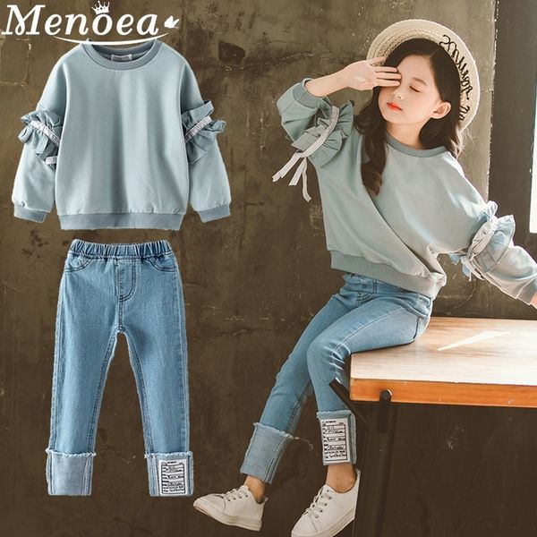 big girl set new girls suit spring and autumn big child air lace sleeve sweatshirt jeans children's 2pcs clothes y200325, White
big girl set new girls suit spring and autumn big child air lace sleeve sweatshirt jeans children's 2pcs clothes y200325, White
