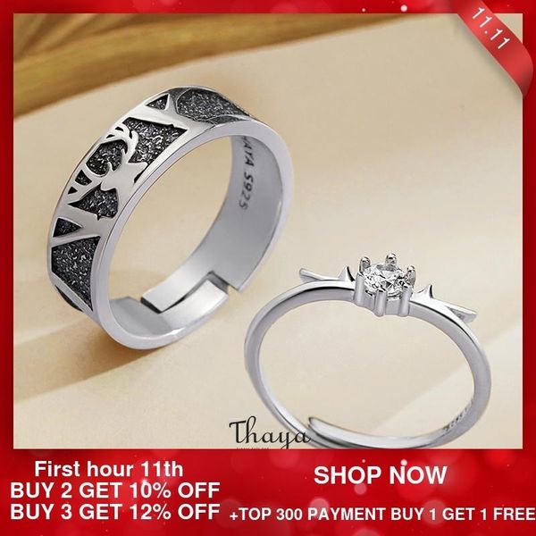 thaya silver 925 jewelry 3d texture rings black little deer crown couple sterling silver rings for women engagement gift 201112, Slivery;golden
thaya silver 925 jewelry 3d texture rings black little deer crown couple sterling silver rings for women engagement gift 201112, Slivery;golden