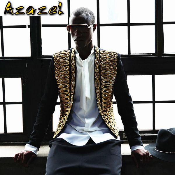 new korean fashion male coat gold thread embroidery diamond-encrusted suit men host slim blazer gold rope stage costume jackets, White;black
new korean fashion male coat gold thread embroidery diamond-encrusted suit men host slim blazer gold rope stage costume jackets, White;black