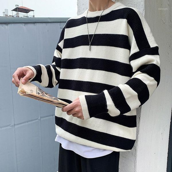 autumn winter warm striped sweaters men 2020 korean casual long sleeve knitted pullovers men loose sweater1, White;black
autumn winter warm striped sweaters men 2020 korean casual long sleeve knitted pullovers men loose sweater1, White;black