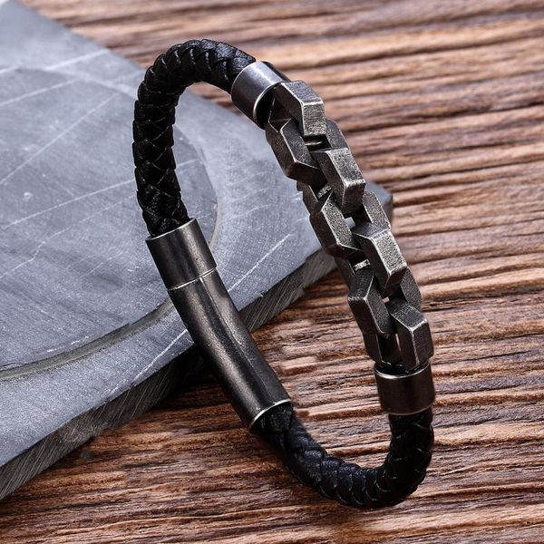 charm bracelets punk brushed bike chain leather bracelet oxidized dark bicycle men fashion male 316l stainless steel hand, Golden;silver
charm bracelets punk brushed bike chain leather bracelet oxidized dark bicycle men fashion male 316l stainless steel hand, Golden;silver