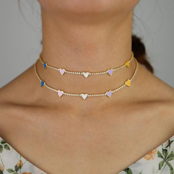 shiny color enamel heart choker chain in necklace blue pink white purple yellow women beach style wedding charm necklace jewelry, Silver
shiny color enamel heart choker chain in necklace blue pink white purple yellow women beach style wedding charm necklace jewelry, Silver