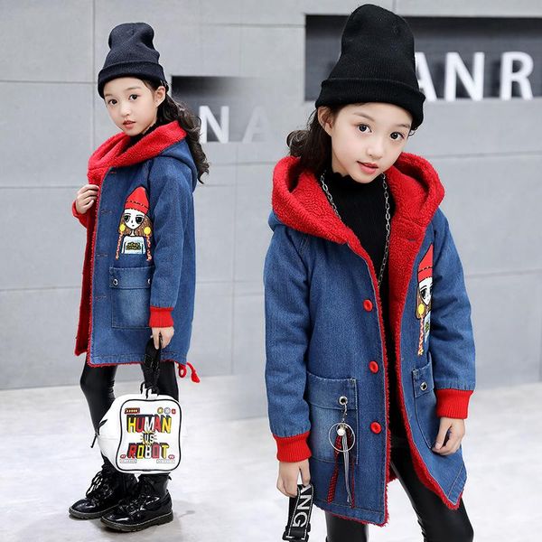 fleece cute pattern hooded girls denim jacket winter warm thermal kids jean coat children's clothing, Blue;gray
fleece cute pattern hooded girls denim jacket winter warm thermal kids jean coat children's clothing, Blue;gray