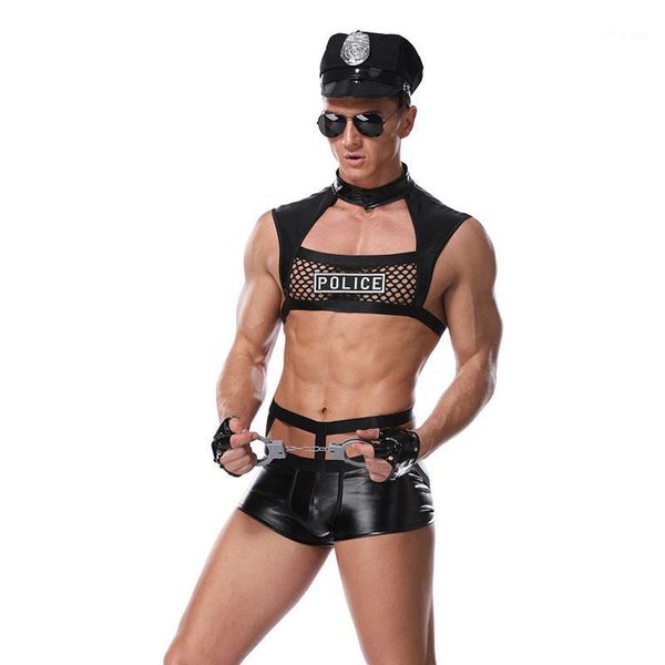 men vinyl leather costume cosplay night cops role play fancy set faux leather men for gay underwear1, Black
men vinyl leather costume cosplay night cops role play fancy set faux leather men for gay underwear1, Black