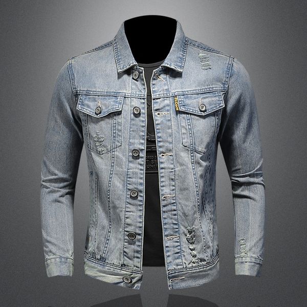 cross-border foreign trade light blue ripped model denim jacket trendy selling leisure simple denim jacket h0681, Black;brown
cross-border foreign trade light blue ripped model denim jacket trendy selling leisure simple denim jacket h0681, Black;brown