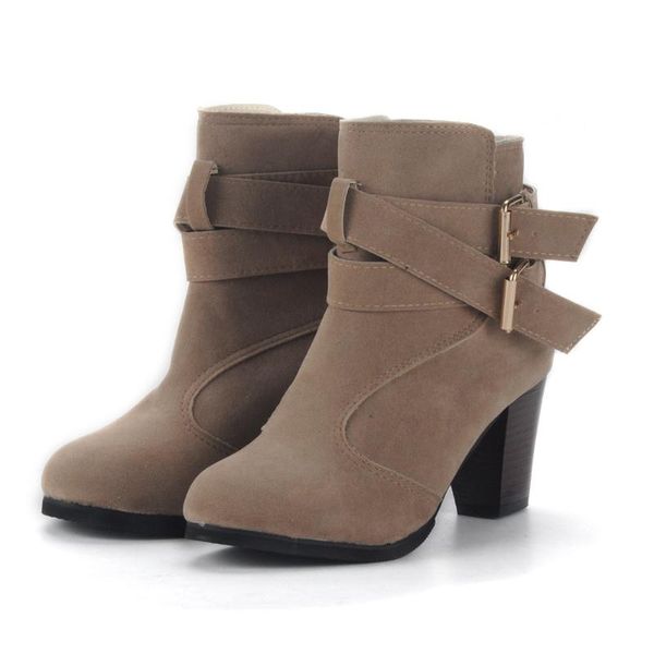 new fashion plain boots high heel boots ankle round toe spring female double buckle shoes, Black
new fashion plain boots high heel boots ankle round toe spring female double buckle shoes, Black