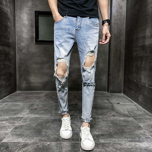 men's jeans spring and summer 2021 korean big holes teenagers hip hop denim trendy slim feet pants casual beggar pencil, Blue
men's jeans spring and summer 2021 korean big holes teenagers hip hop denim trendy slim feet pants casual beggar pencil, Blue