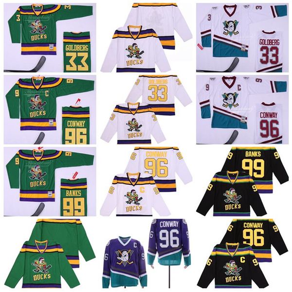 mighty ducks of anaheim movie jersey 96 charlie conway 33 greg goldberg 99 adam banks 1993 vintage hockey stitched purple green white black
mighty ducks of anaheim movie jersey 96 charlie conway 33 greg goldberg 99 adam banks 1993 vintage hockey stitched purple green white black