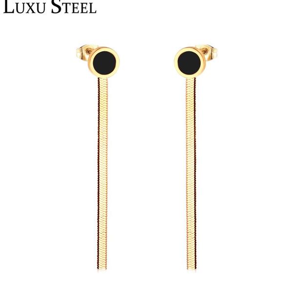 dangle & chandelier luxusteel black round shell snake chain drop earring stainless steel classic style long earrings female collier bijoux f, Silver
dangle & chandelier luxusteel black round shell snake chain drop earring stainless steel classic style long earrings female collier bijoux f, Silver
