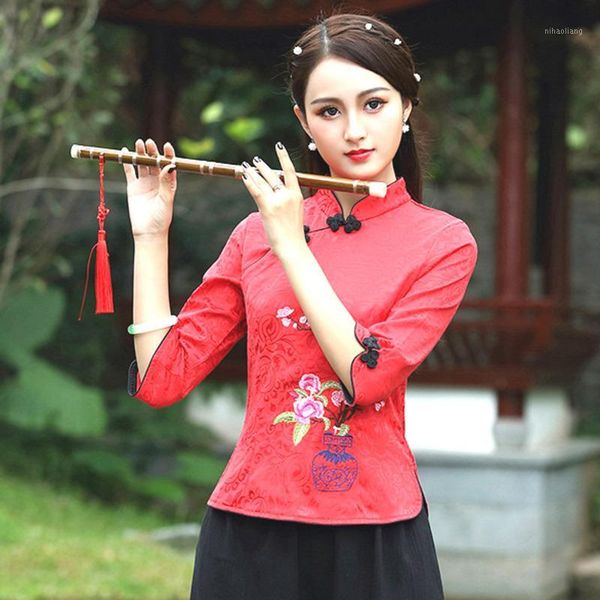 ethnic clothing chinese blouse guzheng shirts shanghai oriental national costume seven-sleeve cheongsam t with embroidery woman chinois1, Red
ethnic clothing chinese blouse guzheng shirts shanghai oriental national costume seven-sleeve cheongsam t with embroidery woman chinois1, Red