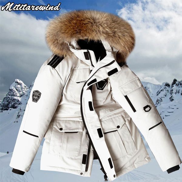 -30 degree winter down jacket men white duck down parkas coat mid-length large fur collar down thicken coat snow overcoat m-3xl 201023, Black
-30 degree winter down jacket men white duck down parkas coat mid-length large fur collar down thicken coat snow overcoat m-3xl 201023, Black