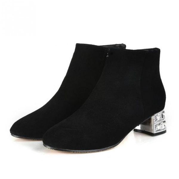 frosted short tube pointed toe nude boots net red rhinestone thick heel short boots women pearl women's shoes suede plus velvet, Black
frosted short tube pointed toe nude boots net red rhinestone thick heel short boots women pearl women's shoes suede plus velvet, Black