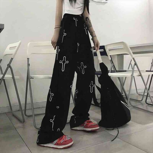black cross print pants loose kawaii cargo trousers casual hip hop punk pants streetwear workout gothic autumn harajuku, Black;white
black cross print pants loose kawaii cargo trousers casual hip hop punk pants streetwear workout gothic autumn harajuku, Black;white