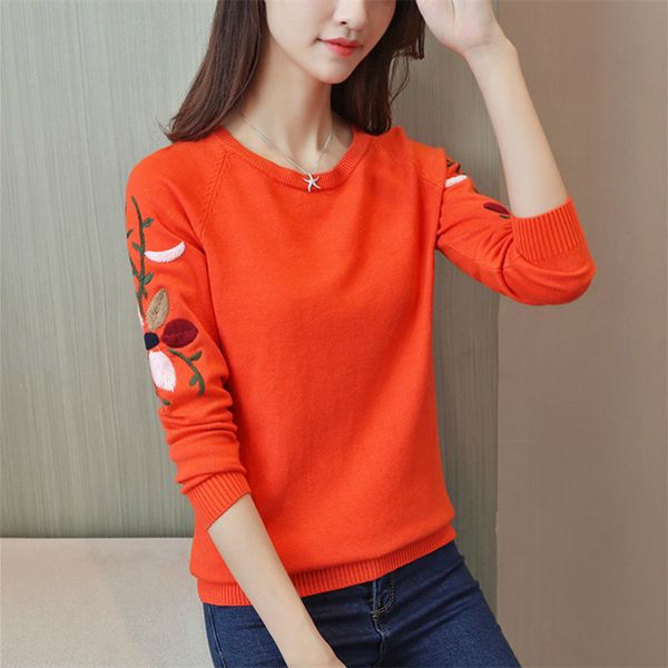 2020 new autumn embroidery base all-match round neck long sleeve sweater women h1211, White;black
2020 new autumn embroidery base all-match round neck long sleeve sweater women h1211, White;black