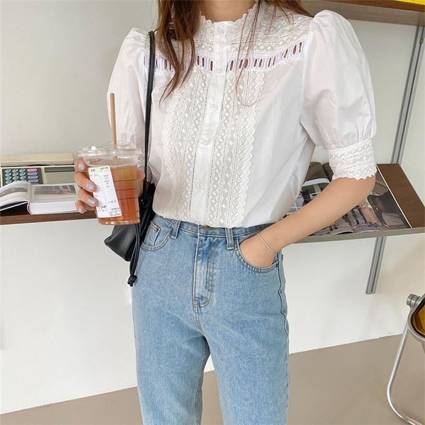 hzirip vintage embroidered short sleeve shirt white stand summer patchwork cute all match girls sweet chic blouses y200622
hzirip vintage embroidered short sleeve shirt white stand summer patchwork cute all match girls sweet chic blouses y200622