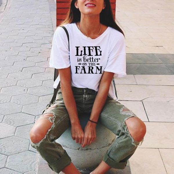 жизнь лучше на ферме рубашка мода письмо напечатано crewneck t рубашки tumblr эстетические тройники женские летние повседневные одежды, White
жизнь лучше на ферме рубашка мода письмо напечатано crewneck t рубашки tumblr эстетические тройники женские летние повседневные одежды, White