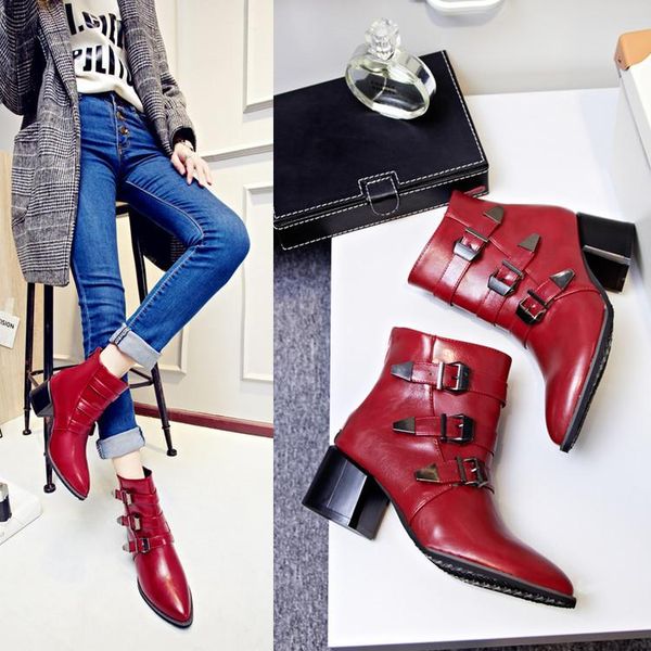 boots european beauty winter pointed belt buckle fashion thick with temperament short large size 34-43, Black
boots european beauty winter pointed belt buckle fashion thick with temperament short large size 34-43, Black