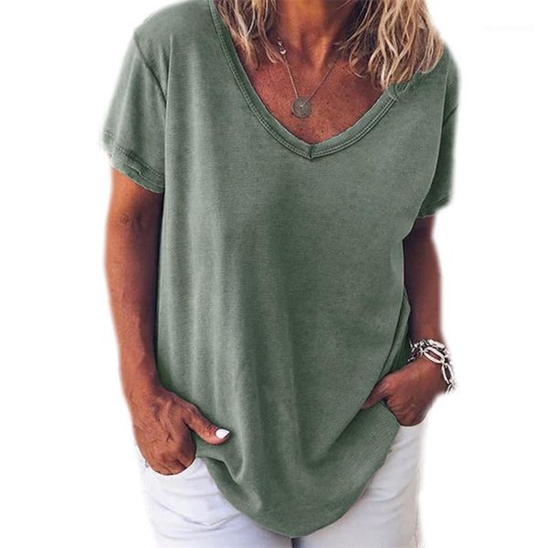 women's t-shirt fashion loose large size short-sleeved v-neck women's shirt casual women1, White
women's t-shirt fashion loose large size short-sleeved v-neck women's shirt casual women1, White