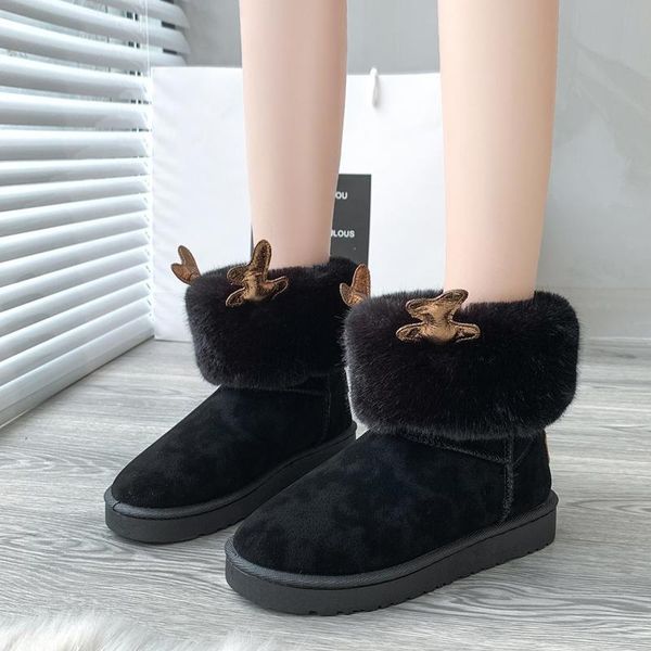 new 2020 lovely elk horn winter ankle boots for women low heel long plush warm shoes woman soft thicken fur platform snow boots, Black
new 2020 lovely elk horn winter ankle boots for women low heel long plush warm shoes woman soft thicken fur platform snow boots, Black