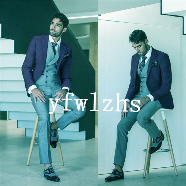 handsome one button groomsmen peak lapel groom tuxedos mens wedding dress man jacket blazer prom dinner suits (jacket+pants+tie+vest) w636, Black;gray 
handsome one button groomsmen peak lapel groom tuxedos mens wedding dress man jacket blazer prom dinner suits (jacket+pants+tie+vest) w636, Black;gray