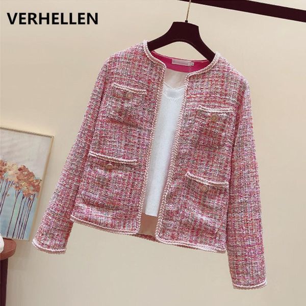 verhellen women pink tweed jacket coats female 2020 spring autumn women's long sleeve button elegant casual outwear for women, Black;brown
verhellen women pink tweed jacket coats female 2020 spring autumn women's long sleeve button elegant casual outwear for women, Black;brown