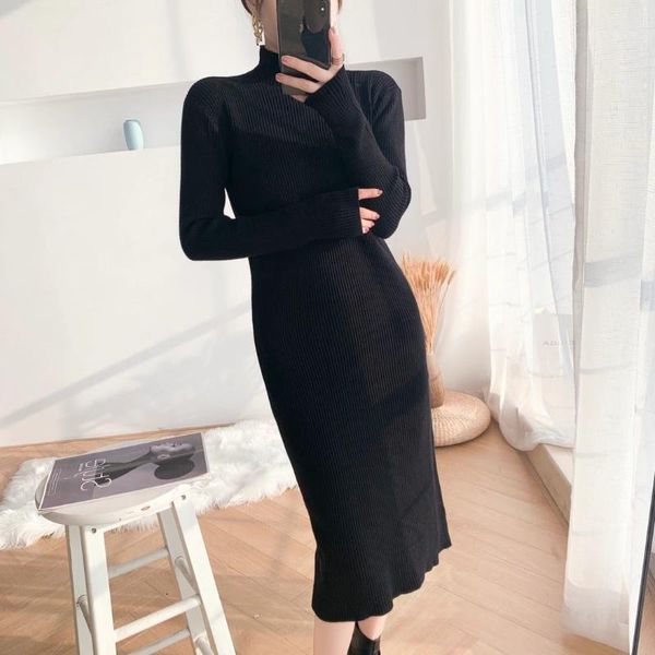 solid turtleneck knit dress women elegant autumn vintage slim midi dress female casual french style chic korean women 20201, Black;gray
solid turtleneck knit dress women elegant autumn vintage slim midi dress female casual french style chic korean women 20201, Black;gray