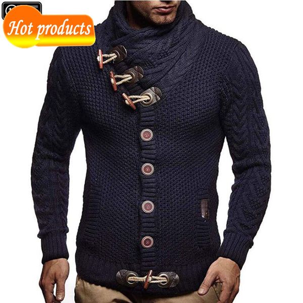 2020 fall winter of men casual high collar button male cotton long sleeve sweater s-3xl, Blue;gray 
2020 fall winter of men casual high collar button male cotton long sleeve sweater s-3xl, Blue;gray