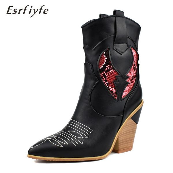 esrfiyfe autumn women boot pu leather wedge high heel mid calf boots pointed toe winter cowboy boots fashion western black
esrfiyfe autumn women boot pu leather wedge high heel mid calf boots pointed toe winter cowboy boots fashion western black