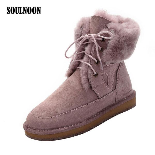 women sheepskin boots 2020 new fashion lace-up snow boots natural fur wool winter women's warm suede booties short shoes, Black 
women sheepskin boots 2020 new fashion lace-up snow boots natural fur wool winter women's warm suede booties short shoes, Black