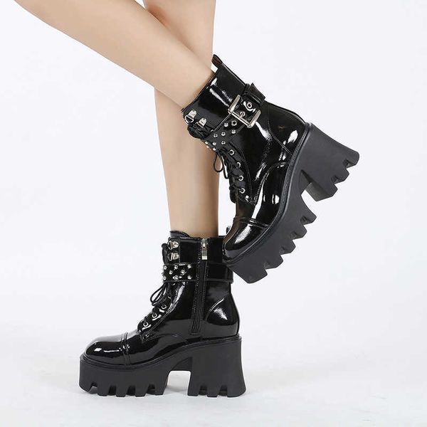 knight 2021 new autumn and winter patent leather thick waterproof platform muffin bottom lace up buckle martin boots, Black
knight 2021 new autumn and winter patent leather thick waterproof platform muffin bottom lace up buckle martin boots, Black