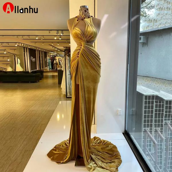 2022 new elegant yellow prom dresses high neck appliques beads sleeveless evening dress custom made ruffles side split party gown, Black;red
2022 new elegant yellow prom dresses high neck appliques beads sleeveless evening dress custom made ruffles side split party gown, Black;red