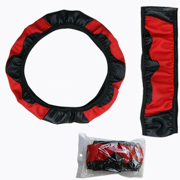 1 pc 37~38cm carbon fiber leather car steering wheel cover non-slip black &red1 
1 pc 37~38cm carbon fiber leather car steering wheel cover non-slip black &red1