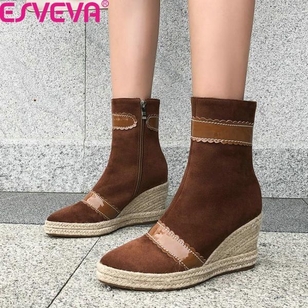 boots esveva 2021 flock pu fashion wedge high heel zipper ankle autumn winter pointed toe platform casual women shoes size 34-431, Black
boots esveva 2021 flock pu fashion wedge high heel zipper ankle autumn winter pointed toe platform casual women shoes size 34-431, Black